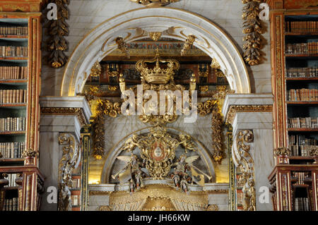 Joanina Library, à l'intérieur, 2017, Palais des écoles de l'Université de Coimbra, Coimbra, Portugal. Banque D'Images