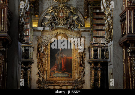 Joanina Library, à l'intérieur, 2017, Palais des écoles de l'Université de Coimbra, Coimbra, Portugal. Banque D'Images