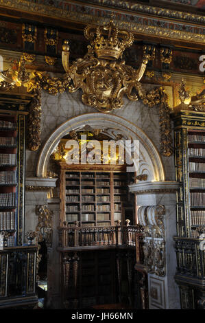 Joanina Library, à l'intérieur, 2017, Palais des écoles de l'Université de Coimbra, Coimbra, Portugal. Banque D'Images