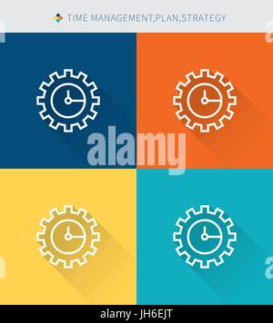 Ligne mince mince icons set de la gestion du temps , de style moderne simple Illustration de Vecteur