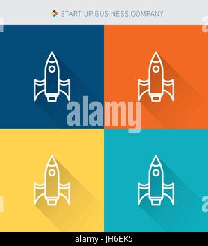 Ligne mince mince icons set de start up et d'affaires et de la société moderne, style simple. Illustration de Vecteur