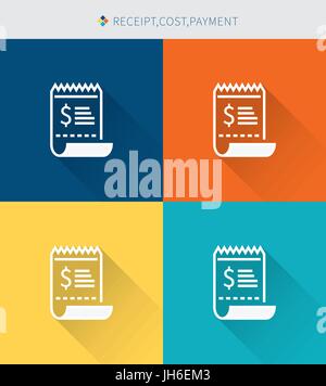 Ligne mince mince icons set de réception & Coût et paiement moderne, style simple. Illustration de Vecteur