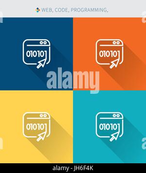 Ligne mince mince icons set du codage et programmation simple style moderne , Illustration de Vecteur