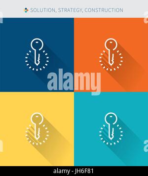 Ligne mince mince icons set de solution et stratégie et de construction simple style moderne , Illustration de Vecteur