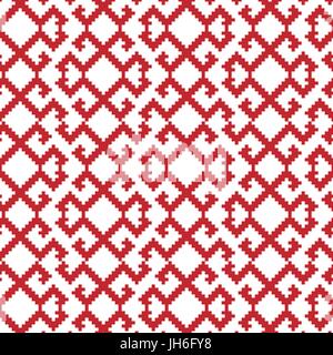 Ornement modèle vectoriel continu slaves, monochrome rouge sur fond transparent, ornement ethniques traditionnels Illustration de Vecteur