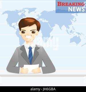 News news disant annonceur dans studio - vector illustration Illustration de Vecteur