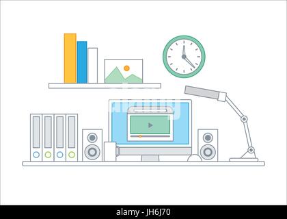 Ligne simple illustration d'un concept d'affaires moderne situé Illustration de Vecteur