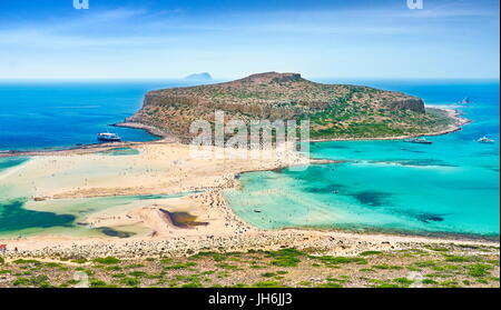 Plage de Balos, péninsule de Gramvousa, île de Crète, Grèce Banque D'Images