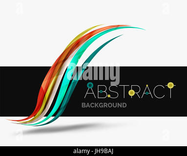 Brillant ondulé swirl futuriste - courbe de couleur et rayures en motion concept et avec des effets d'ombre et de lumière. Bannière de présentation et d'affaires Banque D'Images