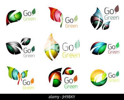 Ensemble de feuilles de résumé. Résumé La Nature - écologie design concepts logo, icône feuille brillant collection Banque D'Images