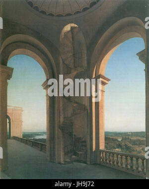 Blick vom Belvedere auf dem Pfingstberg auf die Havellandschaft bei Potsdam und Schloss Babelsberg Banque D'Images