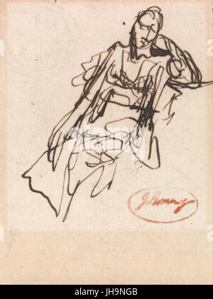George Romney - Femme assise, peut-être Mme Hayley - Banque D'Images
