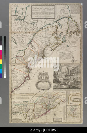 Une nouvelle carte de l'exacte et Dominions du Roi de Grande-Bretagne sur ye continent de l'Amérique du Nord - contenant Terre-neuve, Ecosse, Nouvelle Angleterre, New York, New Jersey, Pensilvania, (NYPL)14950796-1260189 b Banque D'Images