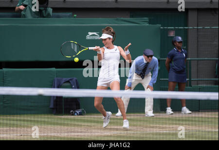 Wimbledon, Londres, Royaume-Uni. Le 13 juillet, 2017. Le Wimbledon Tennis Championships 2017 tenue à l'All England Lawn Tennis et croquet Club, Londres, Angleterre, Royaume-Uni. Simple dames - Demi-finale Venus Williams (USA) [10] v Johanna Konta (GBR) [6] Sur la photo :- Johanna Konta. Credit : Duncan Grove/Alamy Live News Banque D'Images