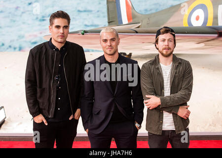 Londres, Royaume-Uni. 13 juillet 2017. Busted - Charlie Simpson, Matt Willis et James Bourne arrivent pour la première mondiale de la Christopher Nolan film Dunkerque à Leicester Square. Photo : Bettina Strenske/Alamy Live News Banque D'Images