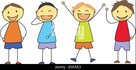 Happy smiling kids illustration - dessin enfants Banque D'Images