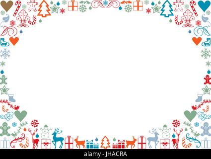 Carte de Noël encadrées avec icônes de Noël Banque D'Images