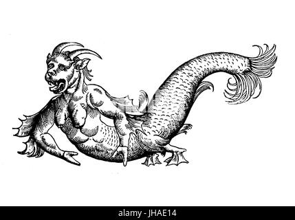 Diable la mer Adriatique Mer de Monster, gravure médiévale, l'année 1598 Banque D'Images