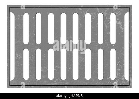 Grille d'égout isolé sur fond blanc. 3d illustration Banque D'Images