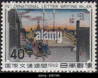 Timbres Japon en 1962 Semaine internationale de l'écriture de lettres Banque D'Images