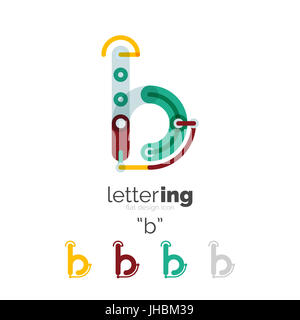 Lettre ligne logo concept isolé sur blanc. Segments couleur connecté Banque D'Images