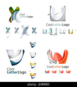 L'entreprise Lettre d'emblèmes, de jeu d'icônes. Résumé de la conception géométrique des formes fluides Banque D'Images