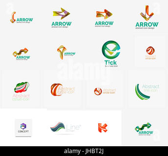 Ensemble de nouvelles idées de logo de l'entreprise universelle, géométrique business icon collection - lettres de l'alphabet, et d'autres formes d'ondes de turbulence Banque D'Images