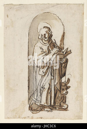 Jan van der Straet, appelé Stradanus - Page d'un cahier d'montrant Saint Luc. - Banque D'Images