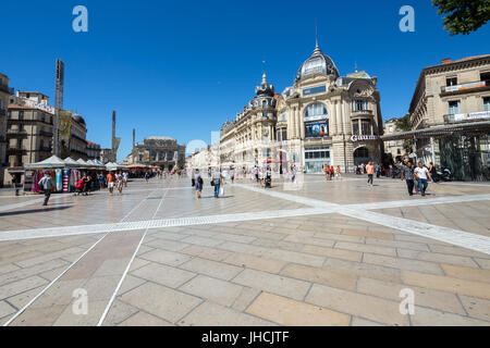 Place de la comédie à Montpellier, occitane, France, Banque D'Images