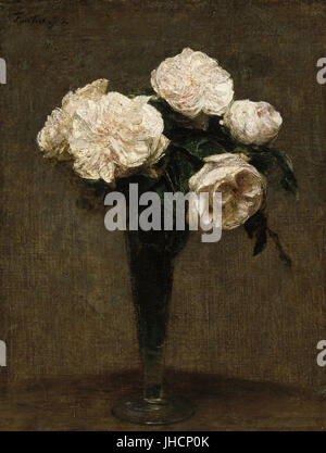 Henri Fantin-Latour - Roses dans un vase - Banque D'Images