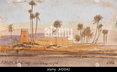 Edward Lear - près de Wadi Halfeh - Banque D'Images