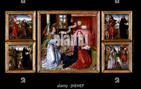 Maître de la Légende de sainte Ursule - triptyque de l'Annonciation - Banque D'Images