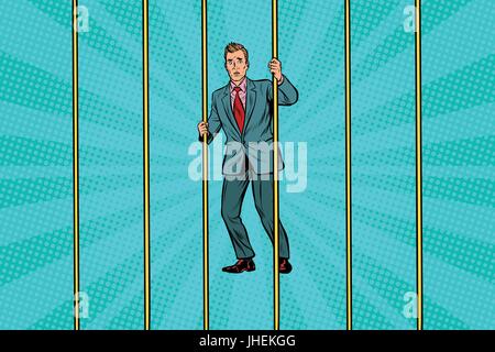 Businessman en prison pour les bars Illustration de Vecteur