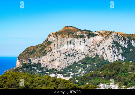 Mont Solaro sur l'île de Capri, dans la baie de Naples, Italie. Banque D'Images