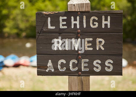 Accès à la rivière Lehigh signe, Jim Thorpe, PA, USA Banque D'Images