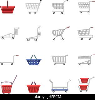 Panier icons set, cartoon style Illustration de Vecteur