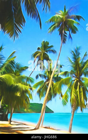 Palmiers sur la plage sur l'île de Koh Samui en Thaïlande. --Art Peinture Photo Numérique Banque D'Images
