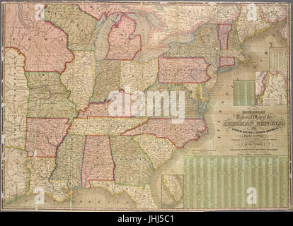 Mitchell's carte nationale de la République américaine - ou des Etats-Unis d'Amérique du Nord, ainsi que les cartes de l'environs de trente-deux des principales villes et communes de l'Union européenne (NYPL b15079202-434838) Banque D'Images