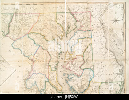 Carte de l'Etat du Maryland - établies à partir d'une enquête réelle de toutes les principales eaux, la voie publique, et les divisions des comtés s'y trouvant - décrivant la situation des villes, (NYPL)14946024-1951067 b Banque D'Images