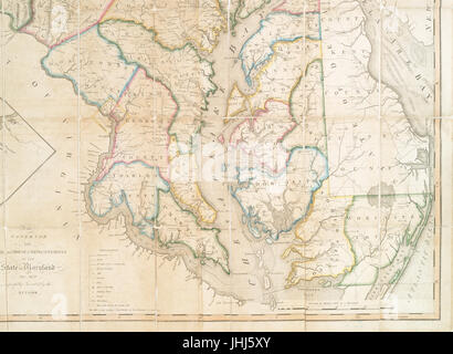 Carte de l'Etat du Maryland - établies à partir d'une enquête réelle de toutes les principales eaux, la voie publique, et les divisions des comtés s'y trouvant - décrivant la situation des villes, (NYPL)14946024-1951069 b Banque D'Images
