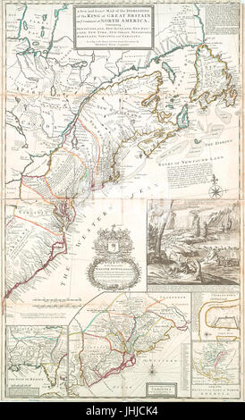 Une nouvelle carte de l'exacte et Dominions du Roi de Grande-Bretagne sur ye continent de l'Amérique du Nord - contenant Terre-neuve, Ecosse, Nouvelle Angleterre, New York, New Jersey, Maryland, Pensilvania, (NYPL)15370009-1953363 b Banque D'Images