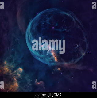 La nébuleuse de la bulle, également connu sous le nom de NGC 7653, est une nébuleuse situé à 8 000 années-lumière dans la constellation de Cassiopée. Ima couleur retouchées Banque D'Images