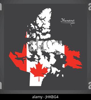 Nunavut Canada map avec le Canadien national flag illustration Illustration de Vecteur