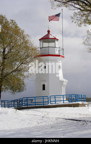 Cheboygan Crib Lighthouse Banque D'Images