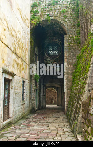 La rue médiévale dans la vieille ville de Kotor Banque D'Images