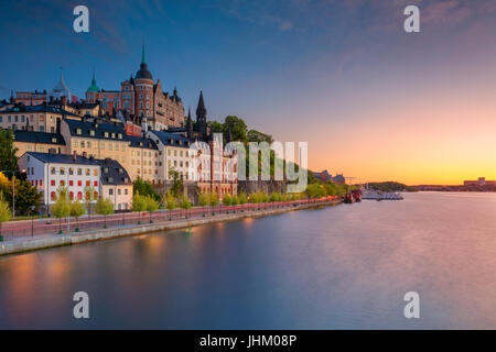 Stockholm. Image de la vieille ville de Stockholm, la Suède pendant le coucher du soleil. Banque D'Images