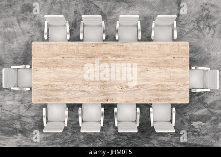 Le rendu 3D Vue de dessus de table de conférence et de chaises de bureau Banque D'Images