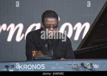 Pori, Finlande. 14 juillet 2017. Herbie Hancock fonctionne à l'édition 2017 du Festival de Jazz de Pori en Finlande. Banque D'Images