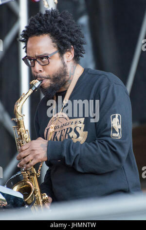 Pori, Finlande. 14 juillet 2017. Herbie Hancock fonctionne à l'édition 2017 du Festival de Jazz de Pori en Finlande. Banque D'Images