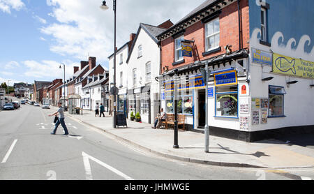 Shopper à Welshpool Powys, au Pays de Galles, Royaume-Uni Banque D'Images